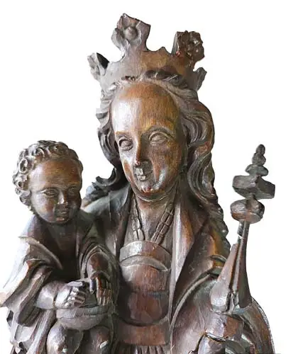 Skulptur antik "Muttergottes mit Jesuskind"